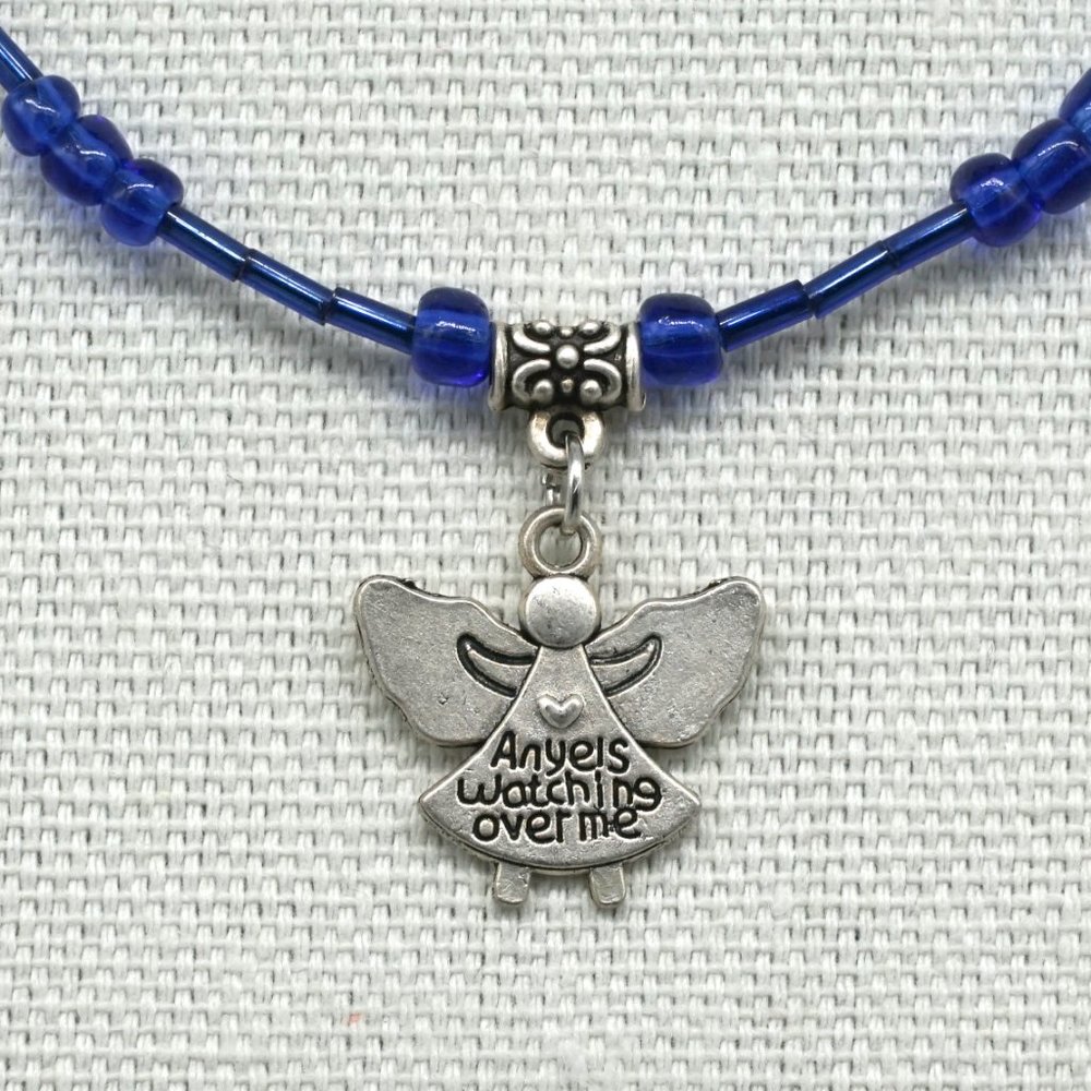 Necklace set with bracelet in blue. - Picture 3 of 3